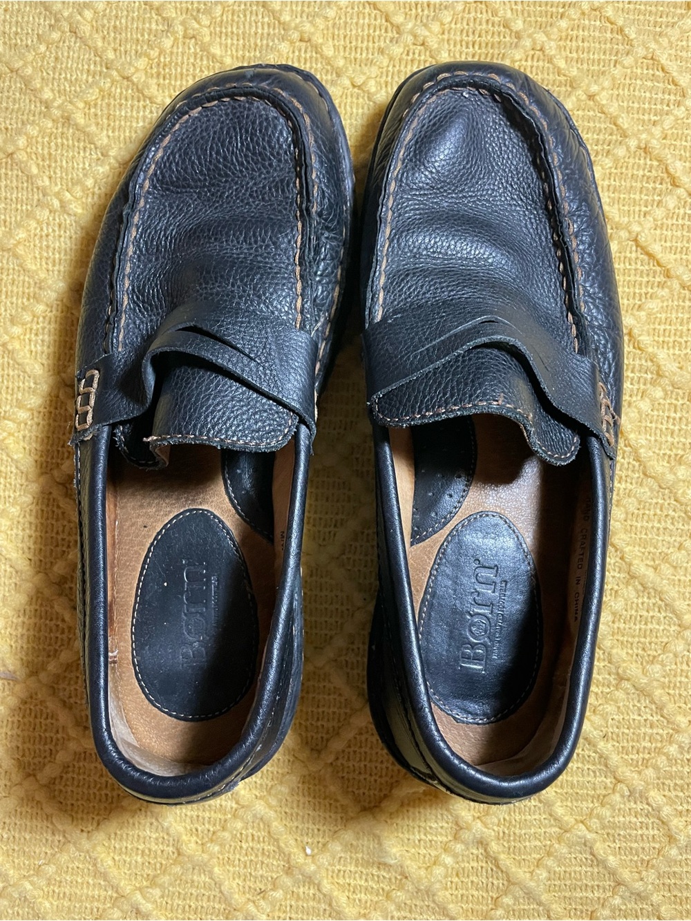 Born Black Leather Slip-On Penny Loafers